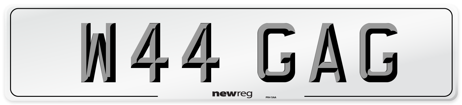 W44 GAG Number Plate from New Reg